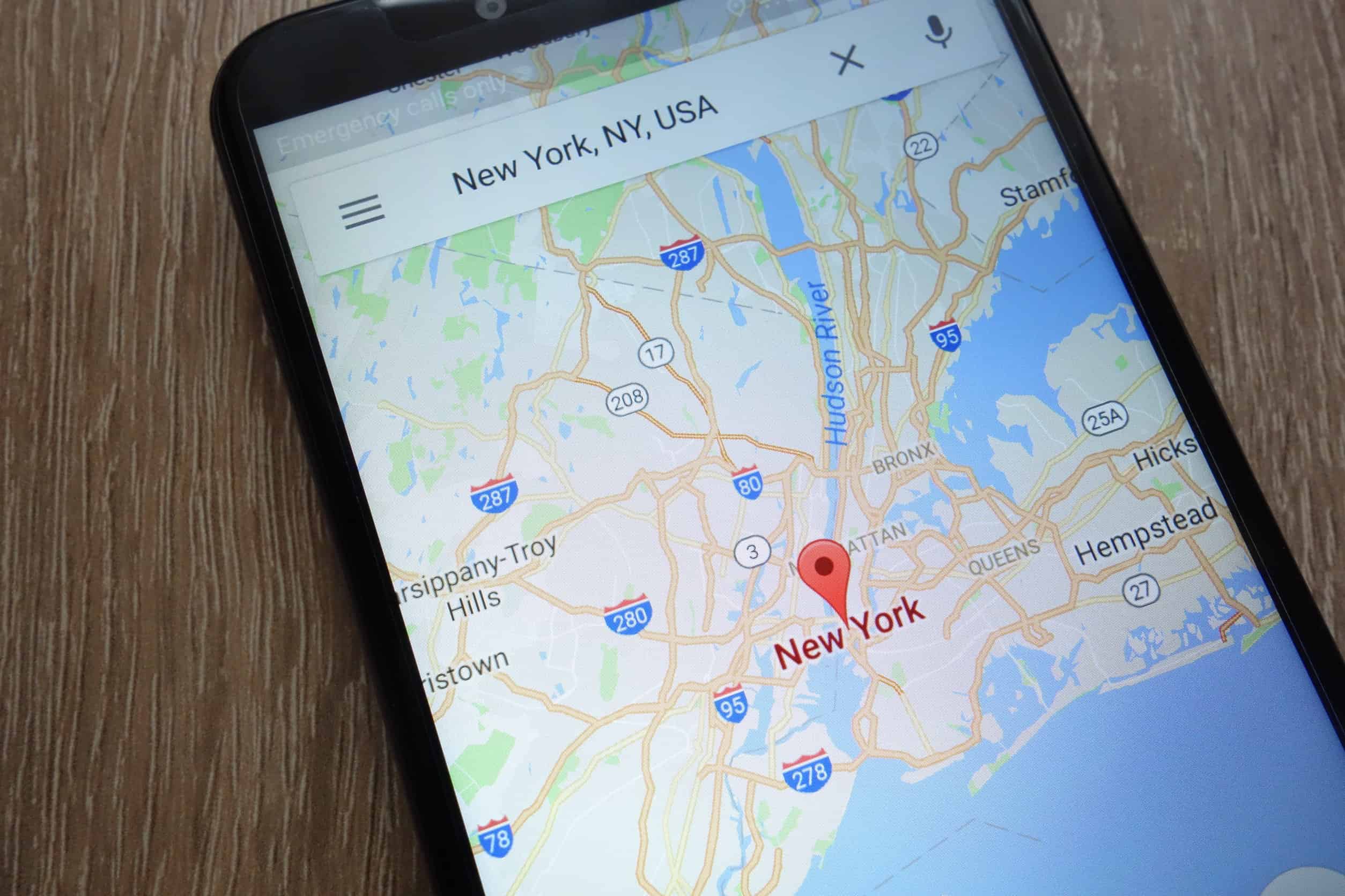 New York City location on local maps